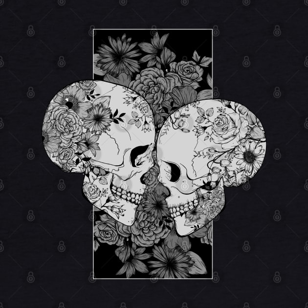 Grey scale lovers floral by Jess Adams